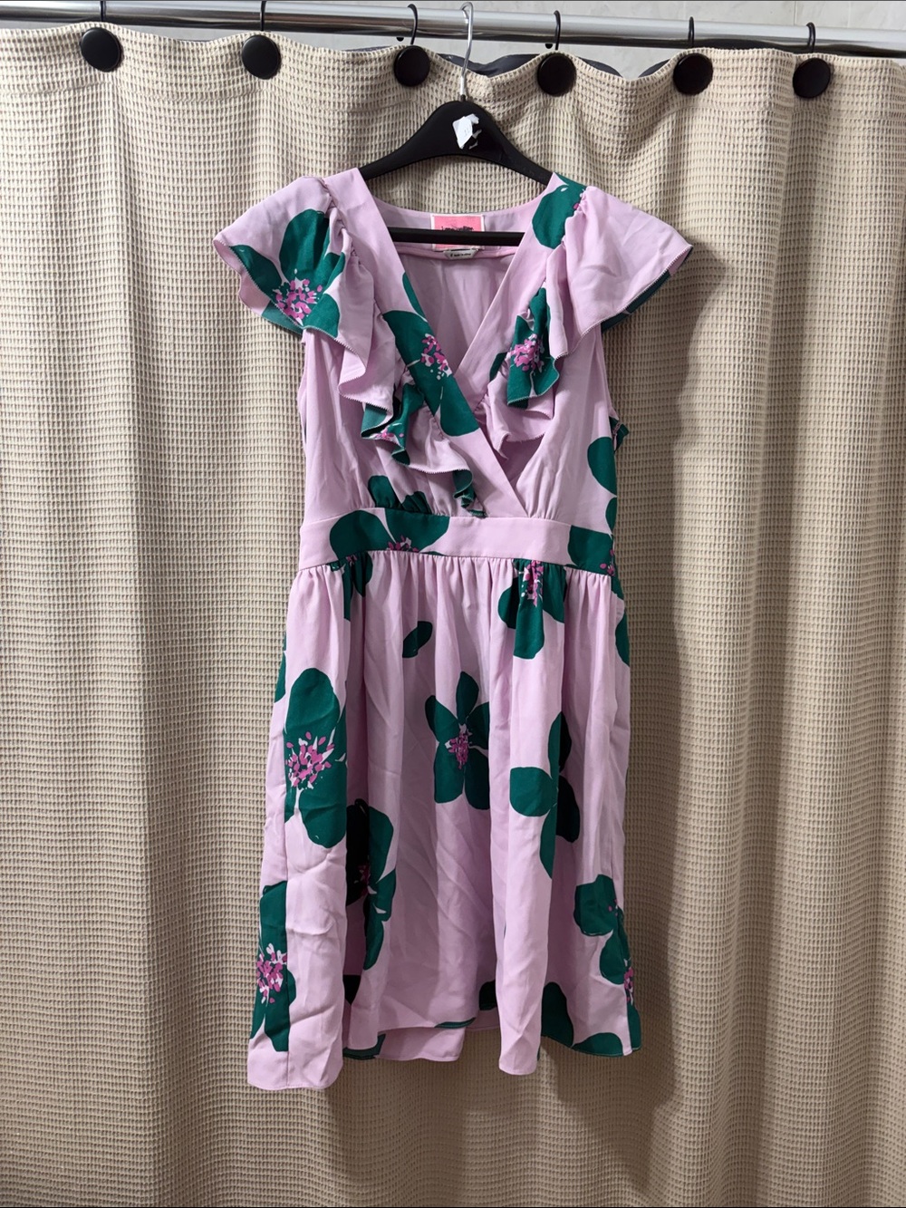 Kate spade Floral Ruffle V-Neck Dress in Lavender and Green nwot defaced